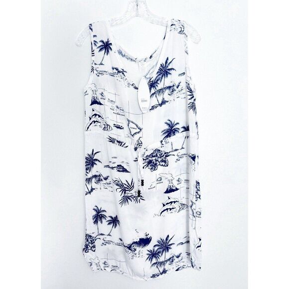 Palmwave Hawaii Dresses & Skirts - Ladies Hawaiian Islands Beach Cover Up Dress Size L Blue And White